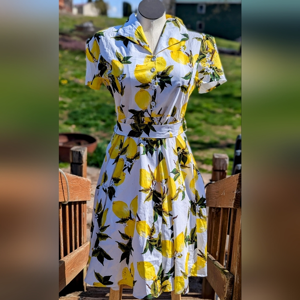 Lemon And Floral White Dress